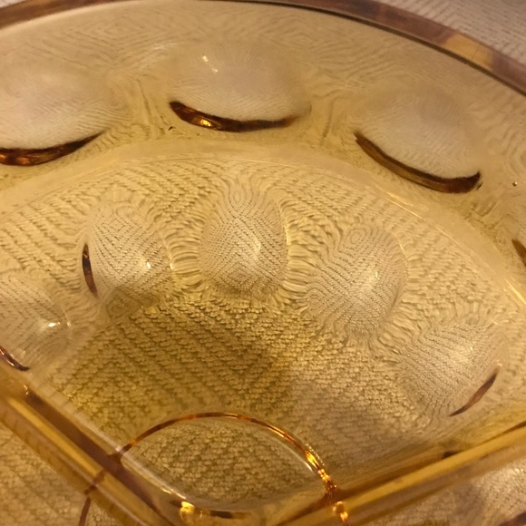 Vintage Hazel Atlas Reflection Amber Thumbprint 3-part Divided Relish Dish - Picture 3 of 7